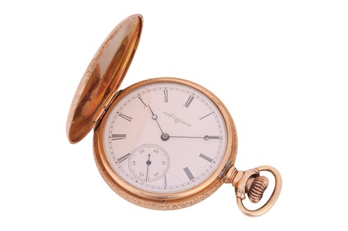 Lot 297 - Elgin – A ‘14K’ Full Hunter Engraved Pocket...