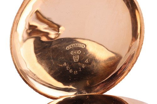 Lot 297 - Elgin – A ‘14K’ Full Hunter Engraved Pocket...