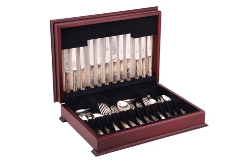 Lot 348 - A cased silver canteen by Carr’s of Sheffield,...