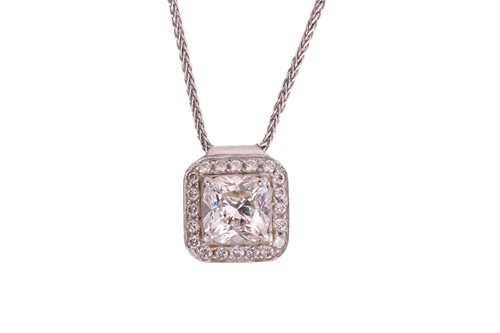 Lot 214 - A diamond-set pendant on chain, the pendant...