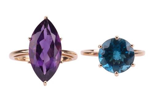 Lot 156 - Two gem-set rings in 9ct gold; the first...