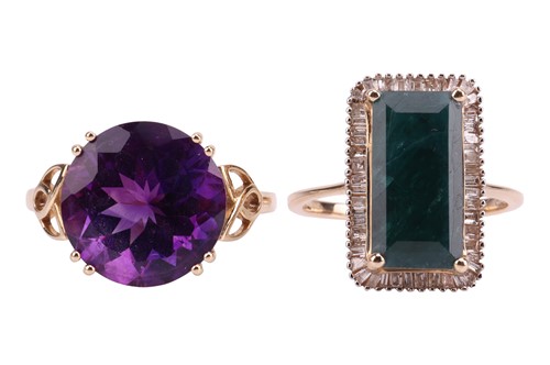 Lot 159 - Two gem-set rings in 9ct gold; to include an...