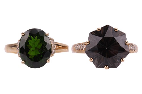 Lot 161 - Two gem-set rings in 9ct gold; the first...