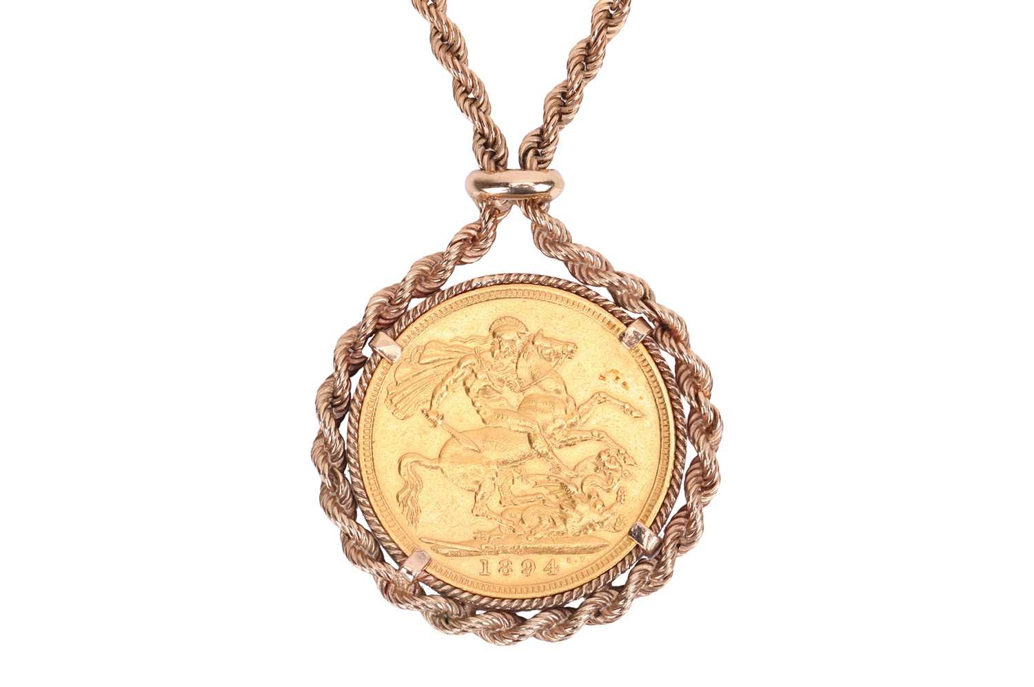 Lot 105 - A sovereign pendant necklace, set with a...