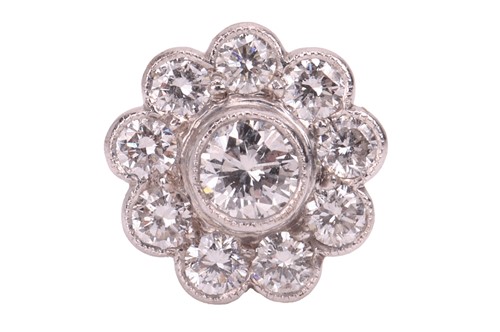Lot 118 - A single diamond-set cluster earring, or...