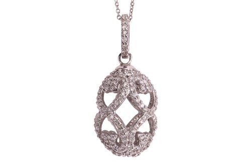 Lot 139 - A diamond-set egg pendant necklace, in the...