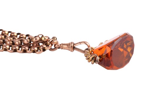Lot 21 - A Victorian citrine fob necklace, the...
