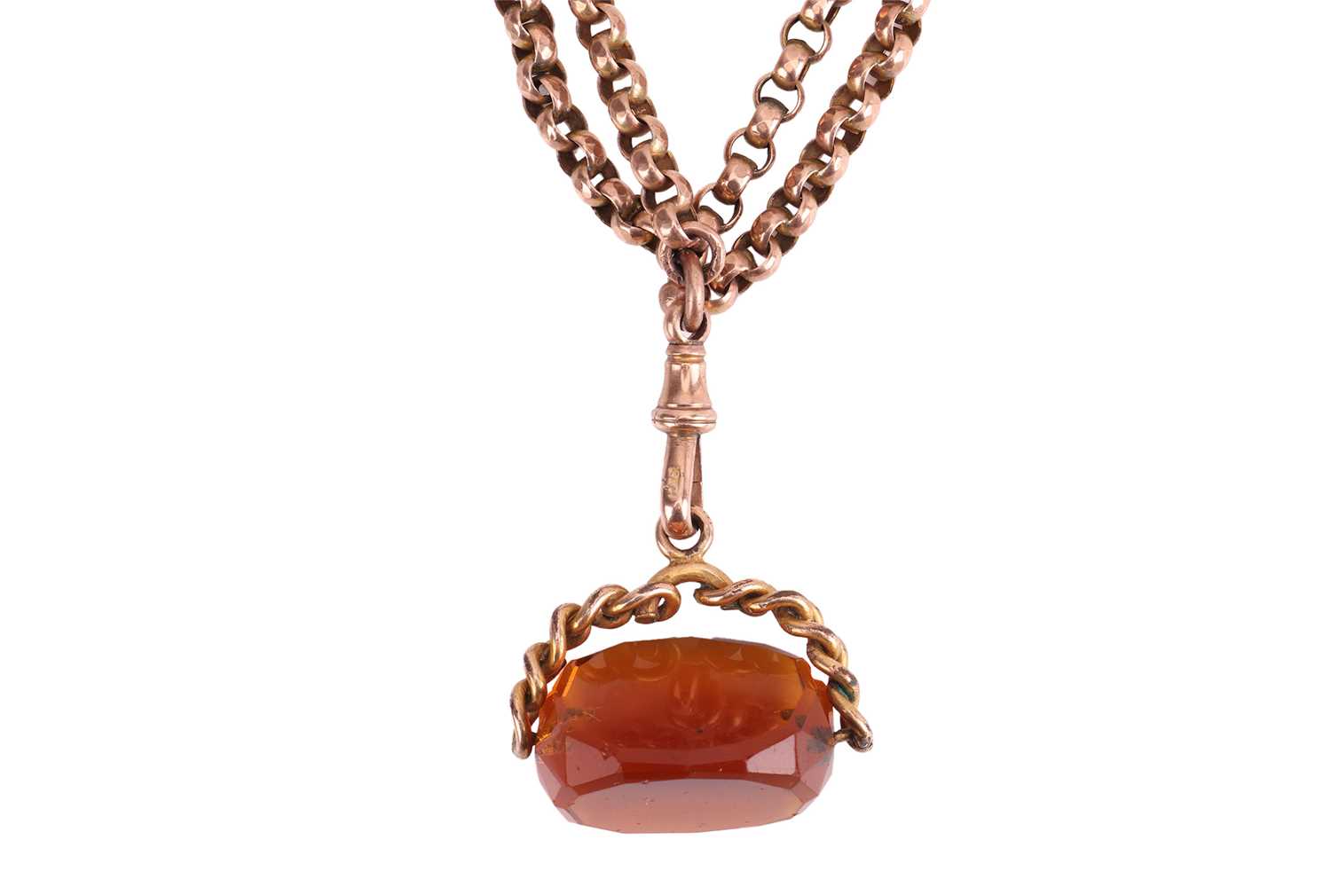 Lot 21 - A Victorian citrine fob necklace, the...