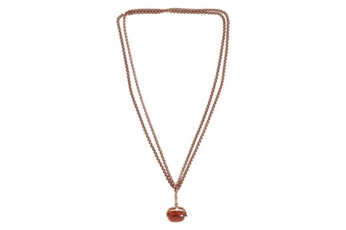 Lot 21 - A Victorian citrine fob necklace, the...