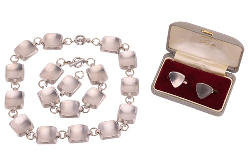 Lot 28 - A Jorgen Jensen pewter necklace and bracelet...