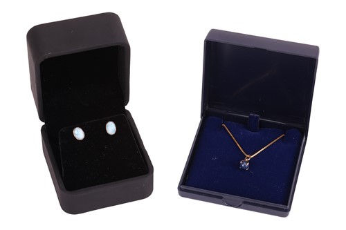 Lot 92 - A pair of earrings and a necklace; The...