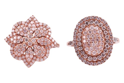 Lot 9 - Two diamond-set rings, the first of floral...