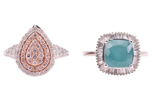 Lot 138 - Two rings; comprising a pear-shaped...