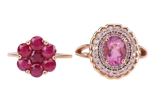 Lot 142 - Two rings; the first centrally-set with an...