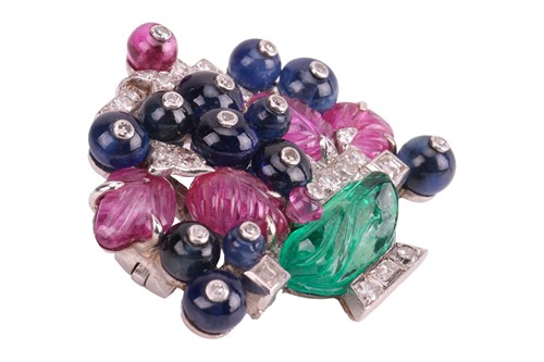 Lot 78 - Cartier - an Art Deco multi-gem ‘Tutti Frutti’...
