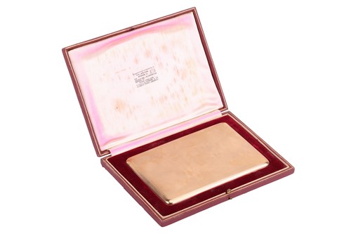 Lot 311 - A large cigarette case in 9ct yellow gold, of...