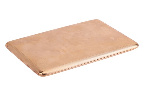 Lot 311 - A large cigarette case in 9ct yellow gold, of...