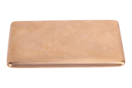 Lot 311 - A large cigarette case in 9ct yellow gold, of...