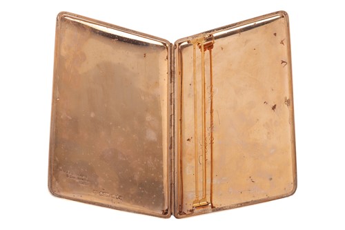 Lot 311 - A large cigarette case in 9ct yellow gold, of...