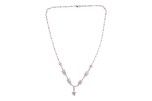 Lot 296 - A diamond-set necklace of floral design, with...