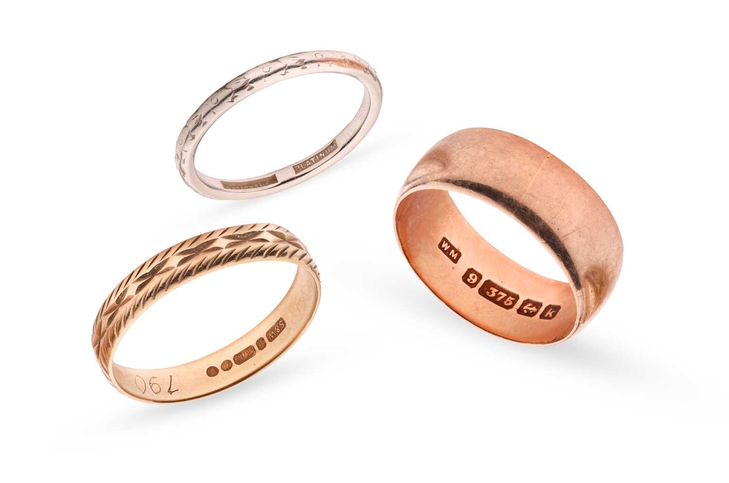 Lot 67 - A 9 carat gold ring, 1.6 grams; a 9 carat rose...