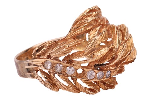 Lot 24 - A white sapphire dress ring, of foliate and...