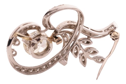 Lot 83 - A diamond-set spray brooch, featuring a...