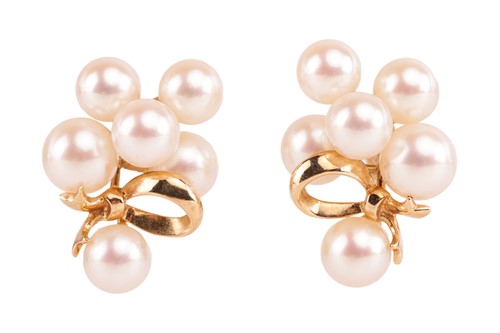 Lot 25 - A group of three pairs of cultured pearl...