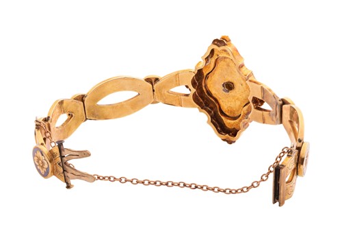 Lot 14 - A Victorian enamel and split pearl bracelet,...