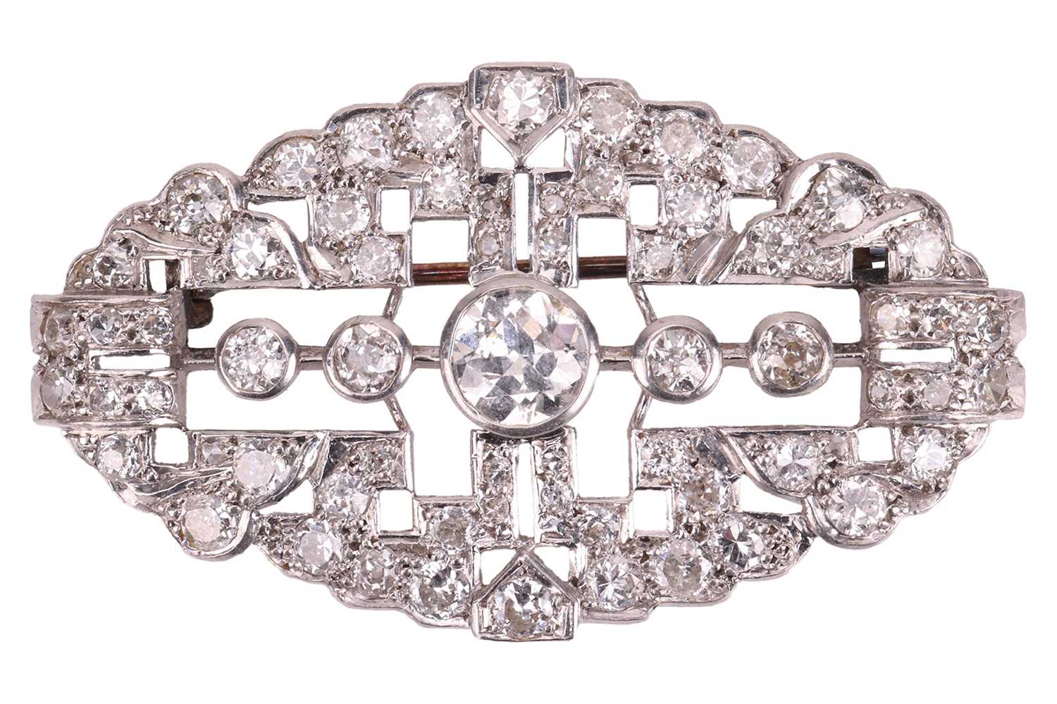 Lot 88 - An old-cut diamond brooch, with an estimated...