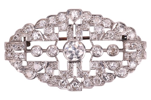 Lot 88 - An old-cut diamond brooch, with an estimated...