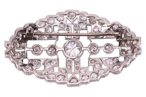 Lot 88 - An old-cut diamond brooch, with an estimated...