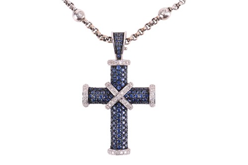 Lot 198 - Theo Fennell - A sapphire and diamond cross...