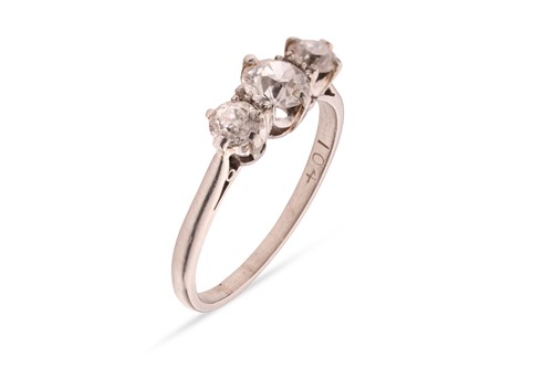 Lot 190 - An old-cut diamond trilogy ring, featuring...