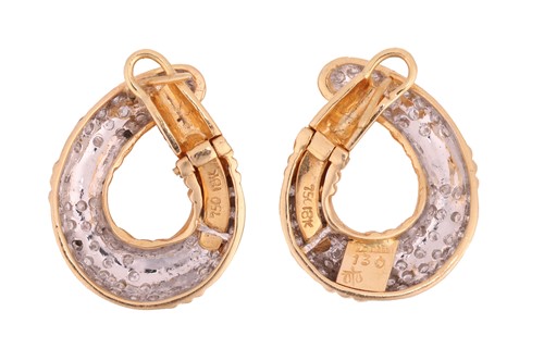 Lot 204 - A pair of diamond-set hoop earrings, each...