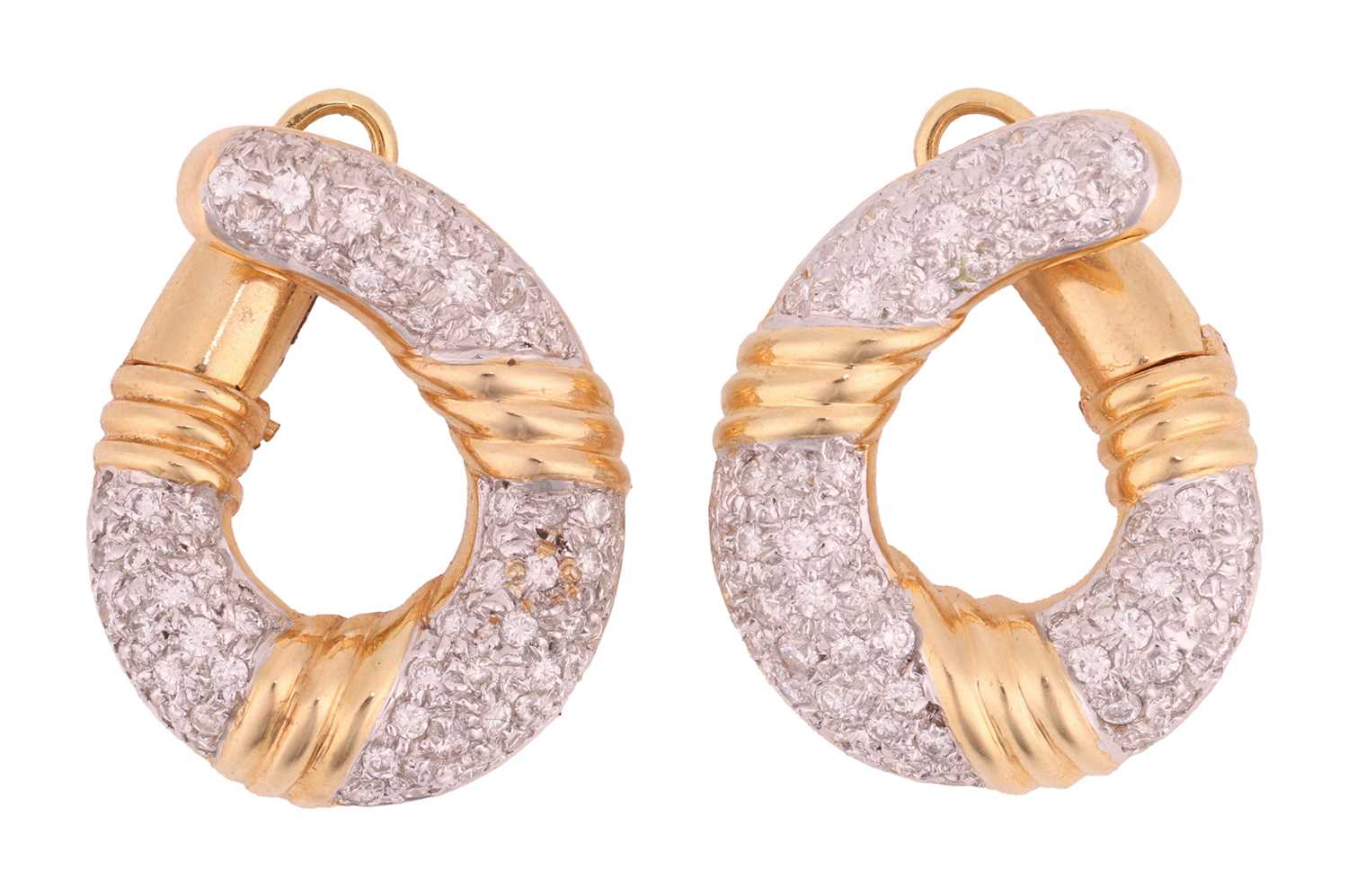 Lot 204 - A pair of diamond-set hoop earrings, each...