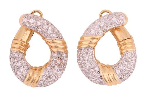 Lot 204 - A pair of diamond-set hoop earrings, each...