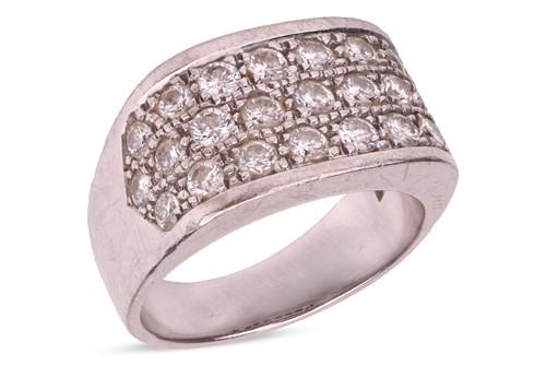 Lot 133 - A diamond set dress ring, featuring three rows...