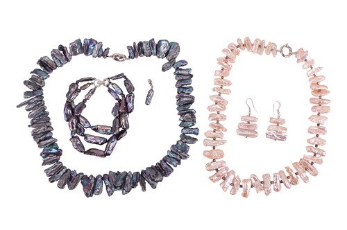 Lot 28 - A small group of freshwater baroque pearl...