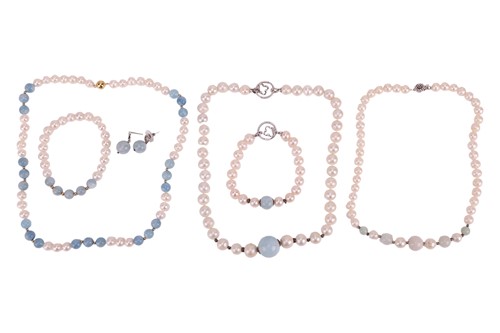 Lot 78 - A group of pearl jewellery; The first piece a...