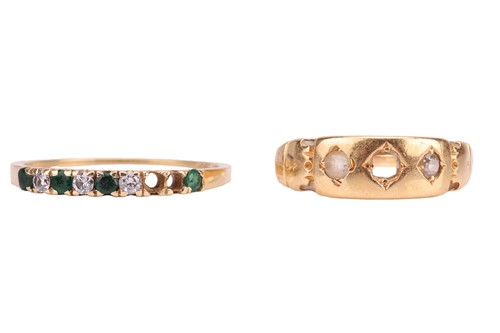 Lot 179 - Two gem-set rings; The first a half-sternity...