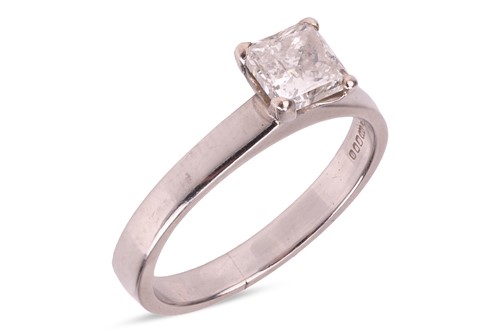 Lot 245 - A diamond single-stone ring, the four-claw...
