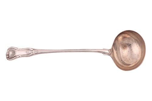 Lot 403 - A William IV silver ladle, London 1834, double-...