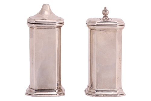 Lot 356 - A pair of Art Deco silver casters, by S W...