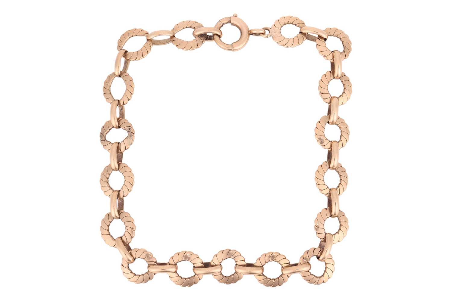 Lot 27 - A fancy link bracelet in 9ct yellow gold,...