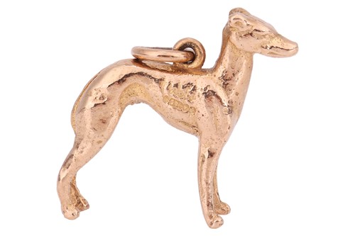 Lot 50 - A greyhound charm in 9ct gold, with suspension...