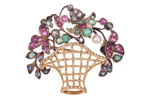 Lot 61 - A multi-gem giardinetti brooch, circa 1950s,...