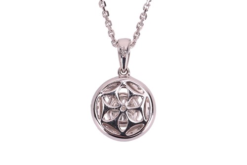 Lot 300 - An 18ct white gold diamond-set pendant on...