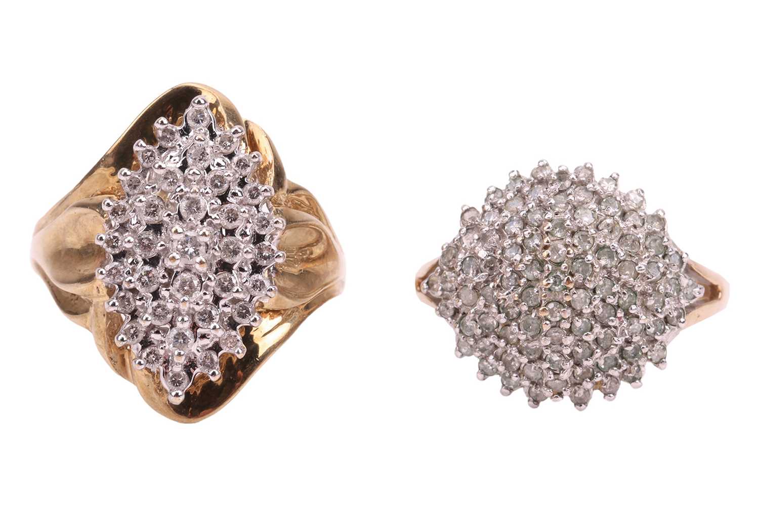 Lot 46 - Two diamond cluster rings, one hallmarked 9ct...