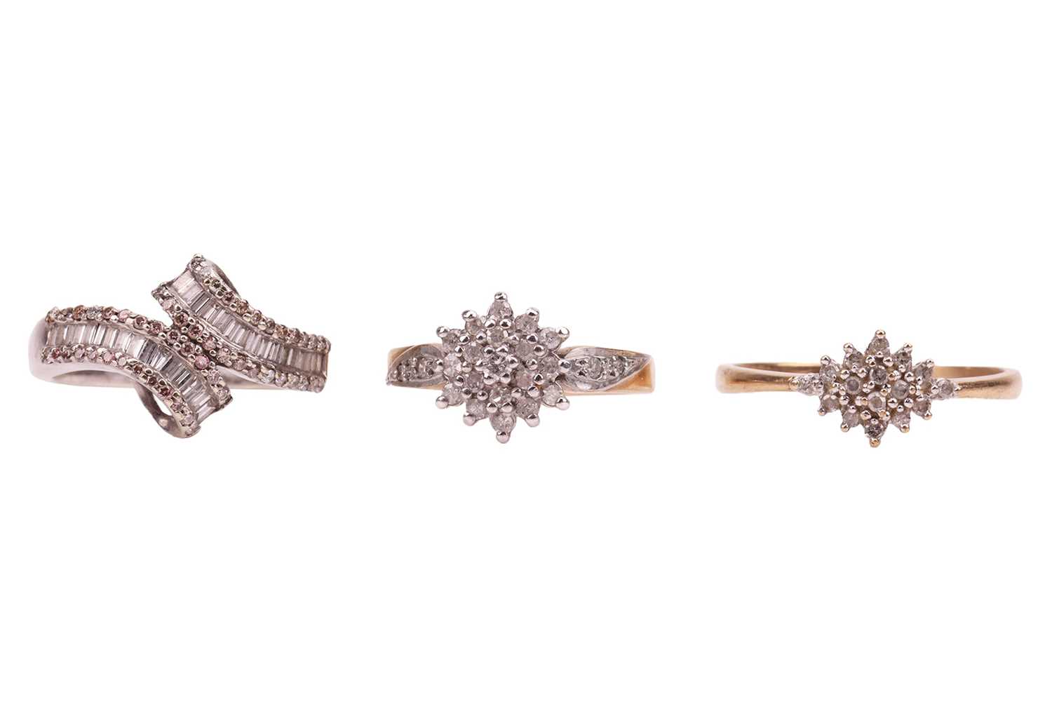 Lot 47 - Three diamond-set rings, two in 9ct yellow...